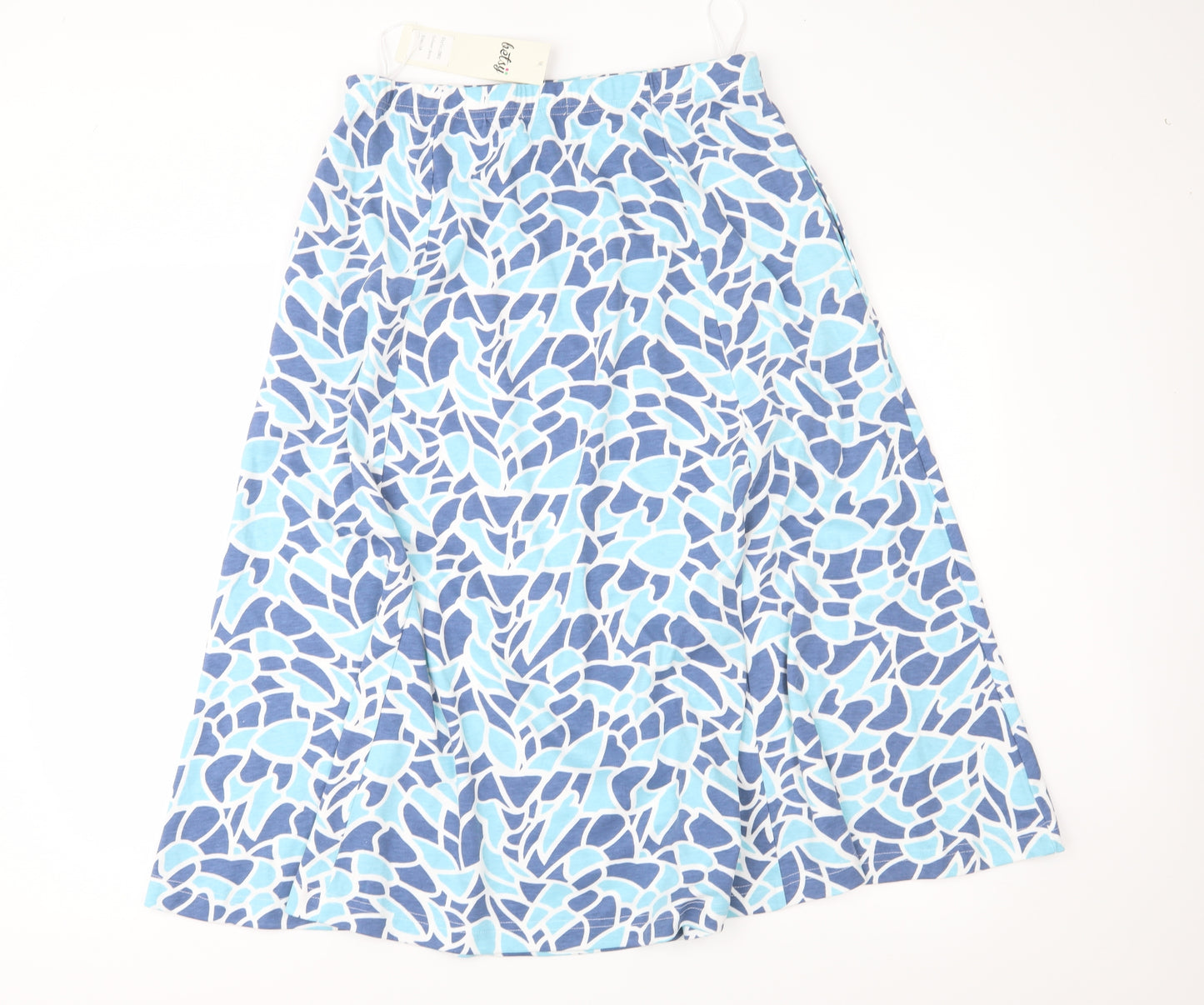 Betsy Womens Blue Geometric Jersey A-Line Skirt Size 18