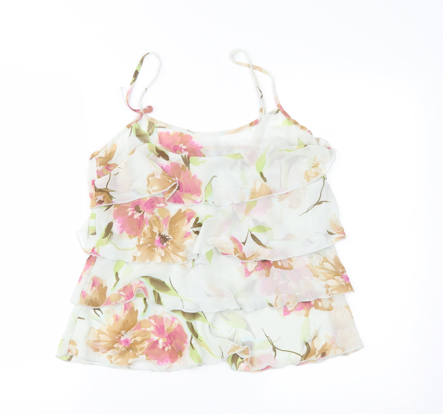 Per Una Womens Grey Floral Chiffon Camisole Blouse Size 12