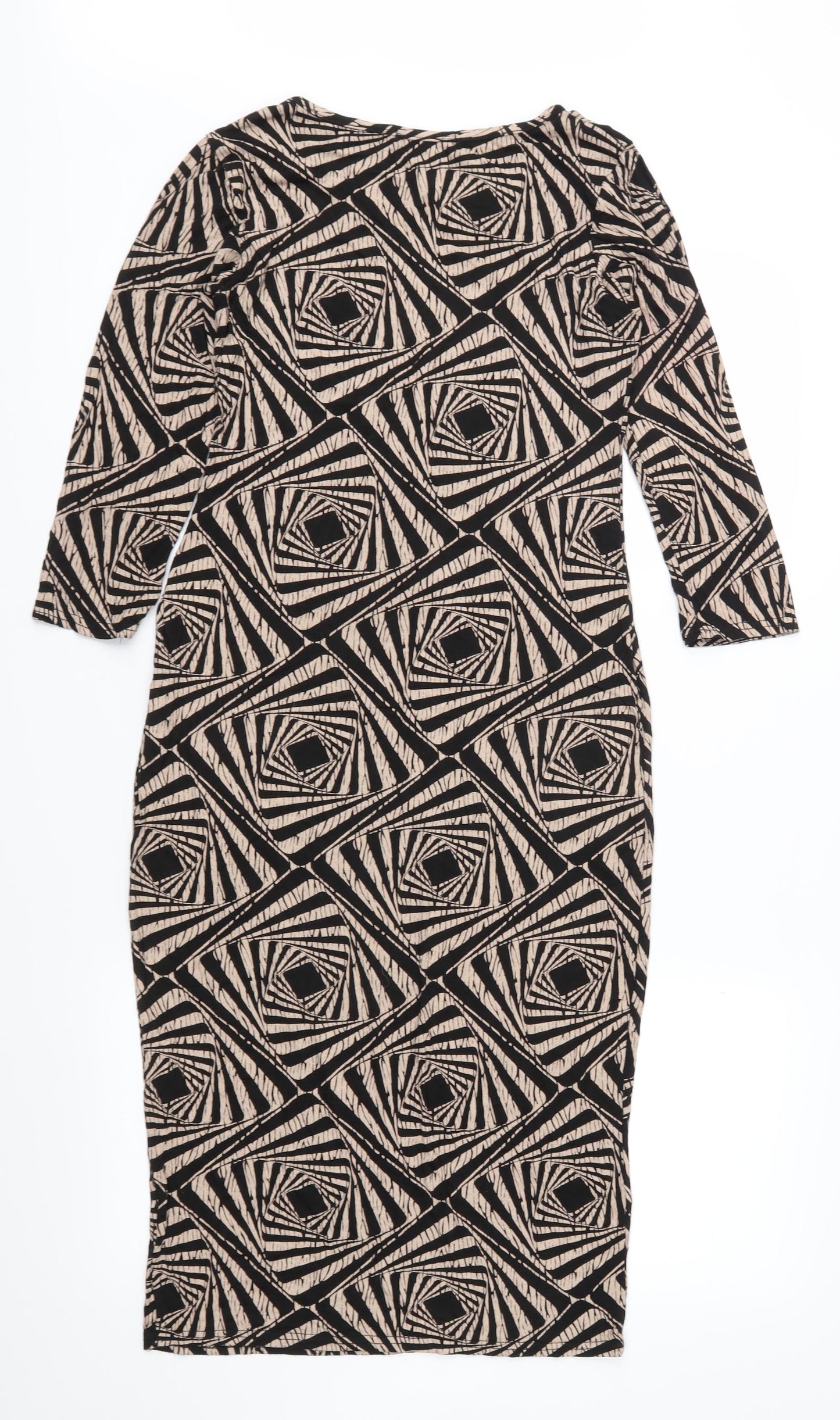 Zuppe Womens Brown Geometric Jersey Sheath  Size 12