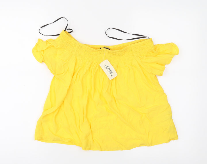 FOREVER 21 Womens Yellow Basic Blouse Size M
