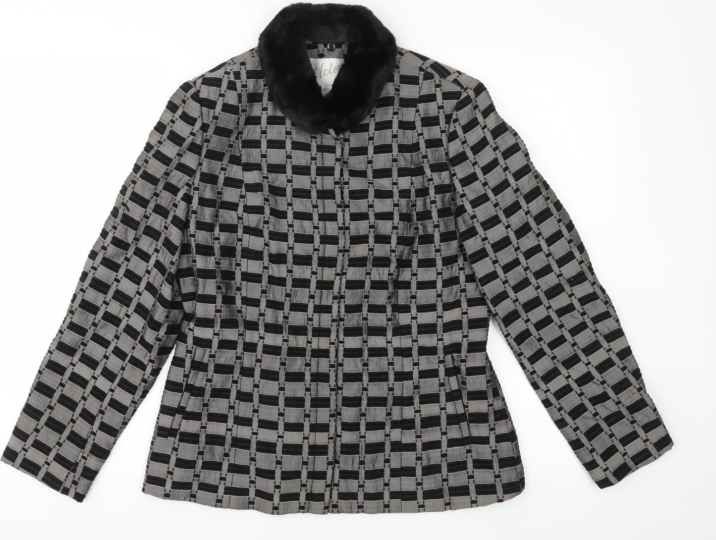 Active Womens Grey Geometric  Jacket Coat Size 10