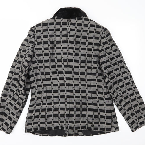 Active Womens Grey Geometric  Jacket Coat Size 10