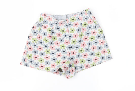 Front view of Next girls’ grey floral mom shorts, size 7, years