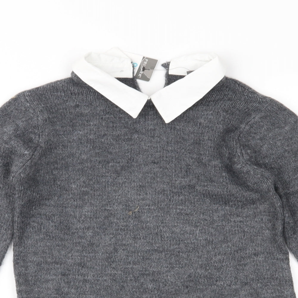 Primark Girls Grey  Knit Pullover Jumper Size 8-9 Years