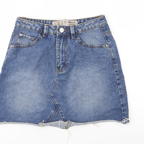 Denim & Co. Womens Blue  Denim A-Line Skirt Size 6