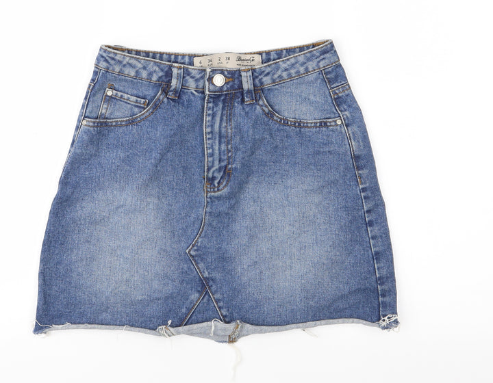 Denim & Co. Womens Blue Denim A-Line Skirt Size 6