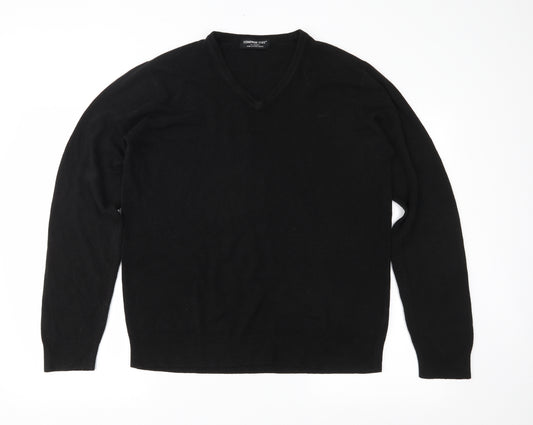Front view of Cedarwood State men’s black knit jumper, size XL