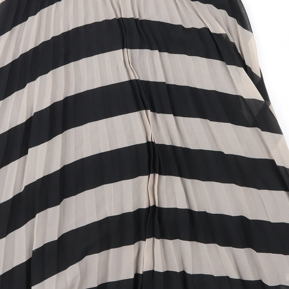 Atmosphere Womens Black Striped  Pleated Skirt Size 10
