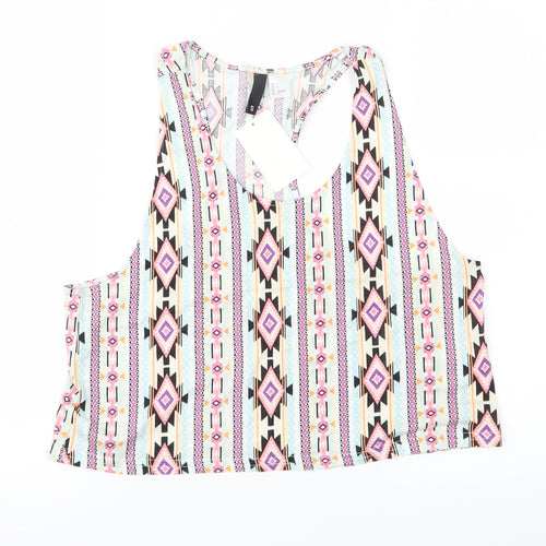 Divided Womens Multicoloured Geometric  Cropped Tank Size S