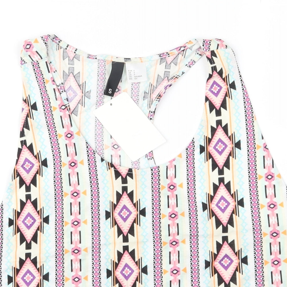 Divided Womens Multicoloured Geometric  Cropped Tank Size S
