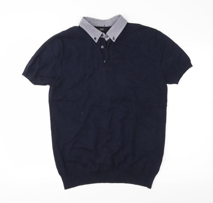 F&F Mens Blue Knit Pullover Jumper Size S