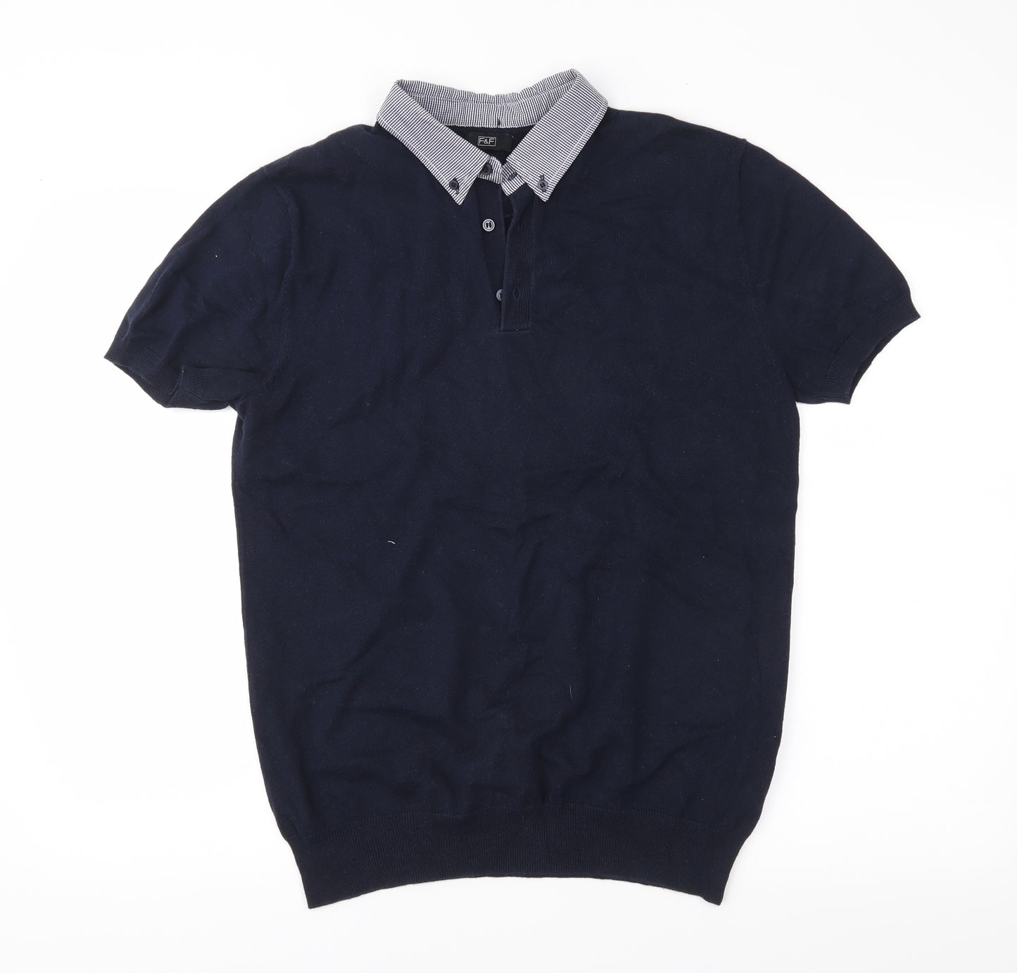 F&F Mens Blue  Knit Pullover Jumper Size S