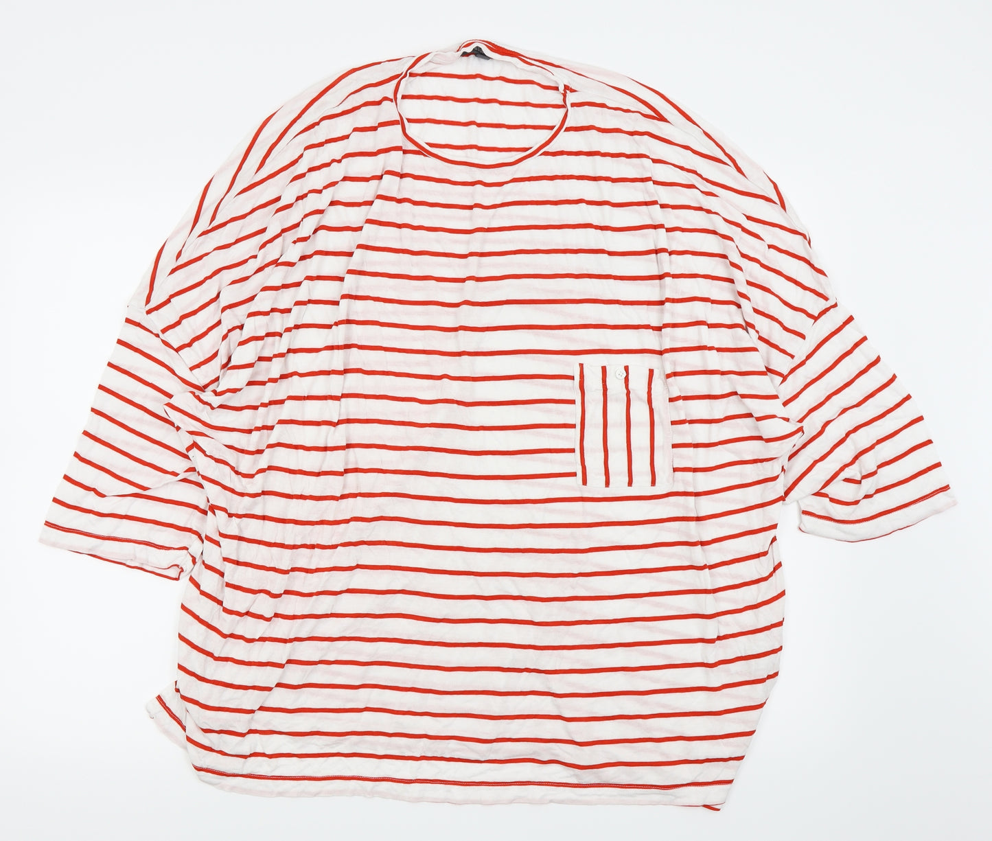 Studio Womens White Striped  Basic T-Shirt Size 20
