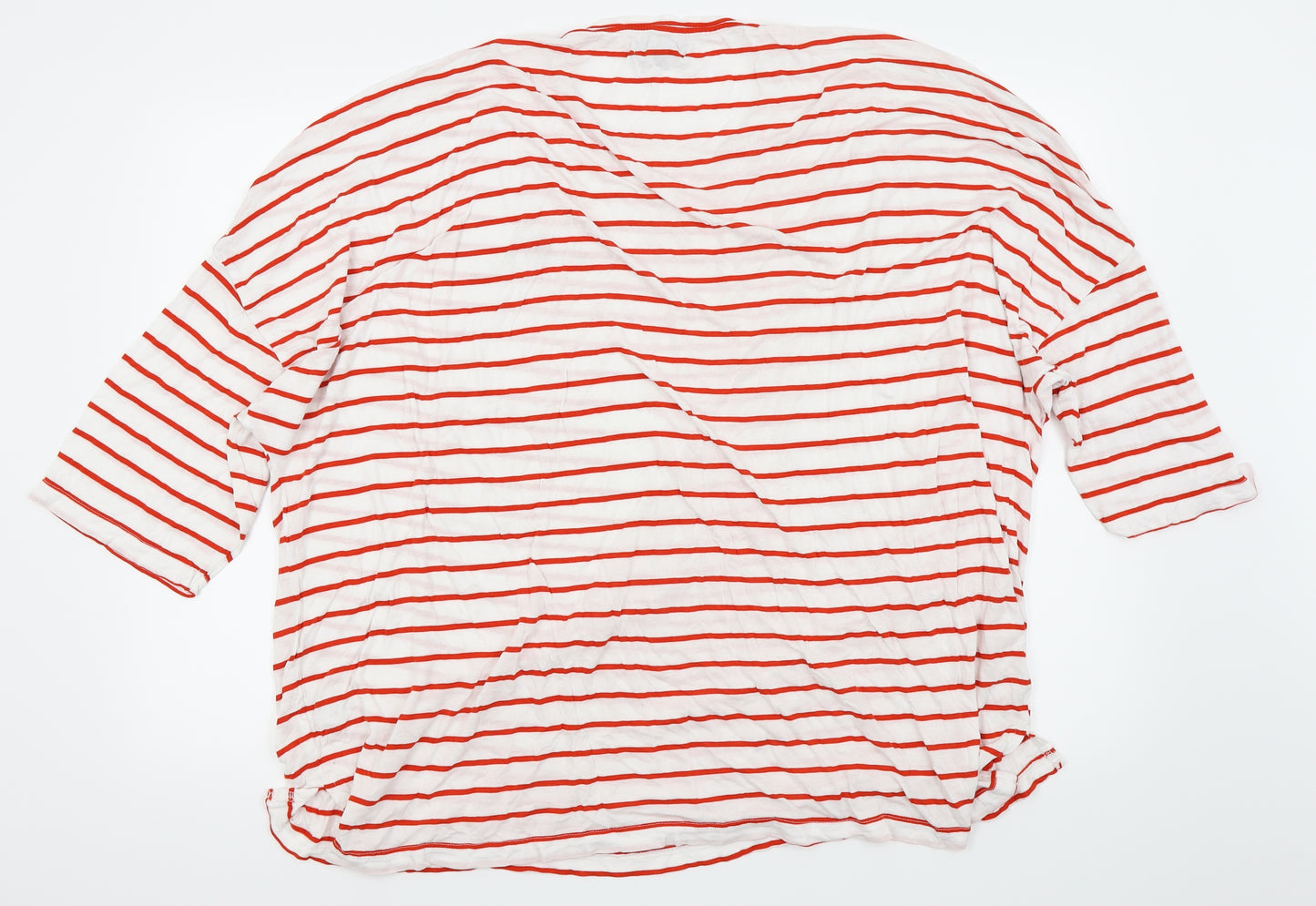 Studio Womens White Striped  Basic T-Shirt Size 20