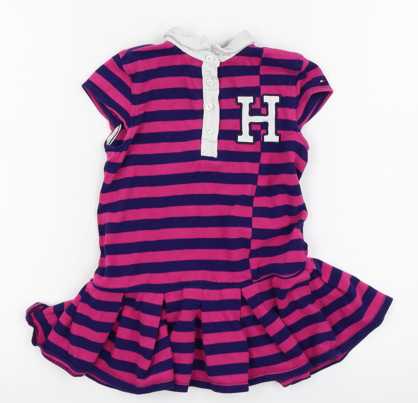 Tommy Hilfiger Girls Pink Striped  T-Shirt Dress  Size 4 Years