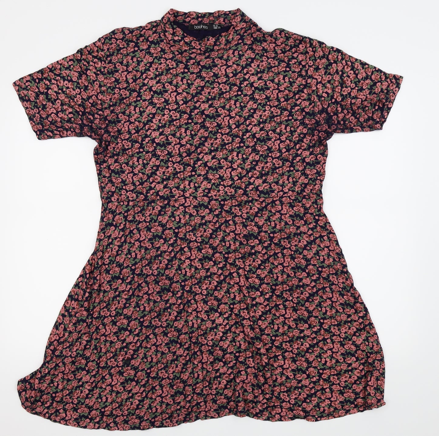 Boohoo Womens Blue Floral  Fit & Flare  Size 18