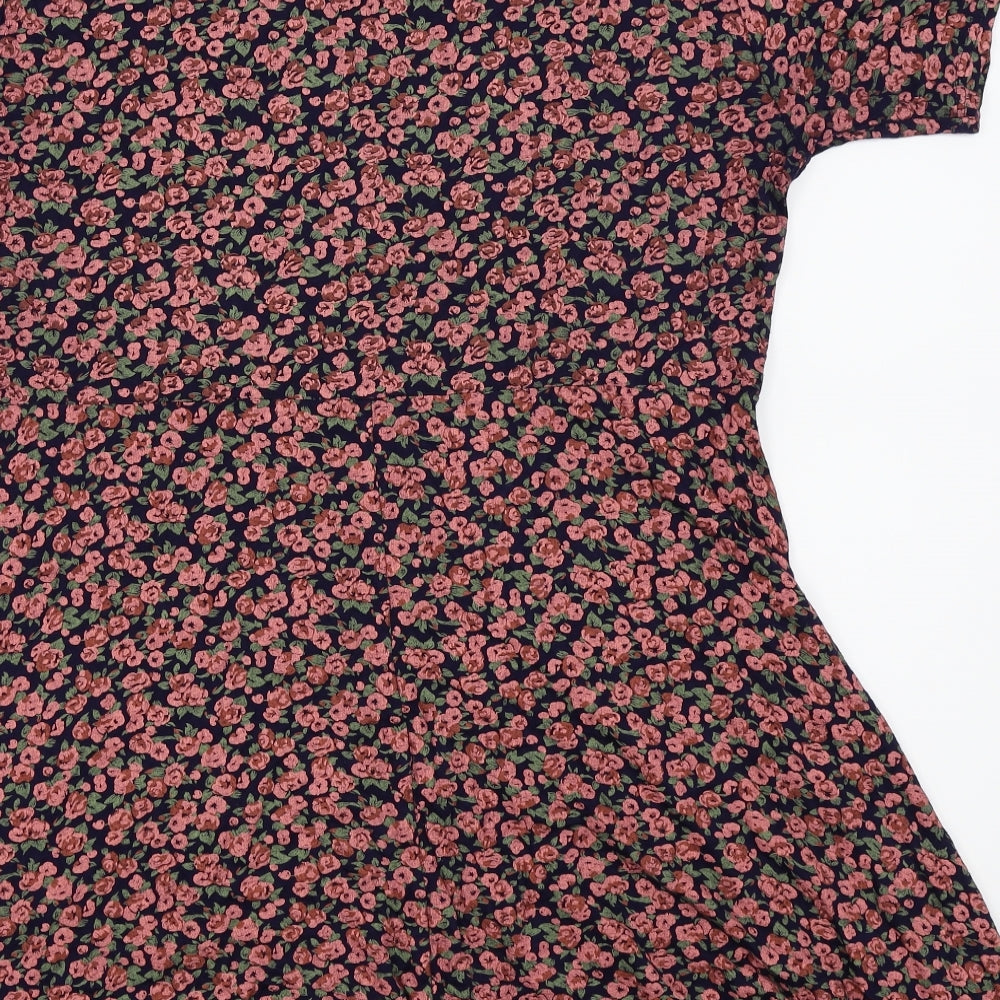 Boohoo Womens Blue Floral  Fit & Flare  Size 18