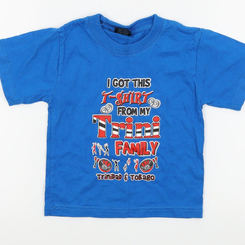 smiling Boys Blue   Basic T-Shirt Size 4 Years