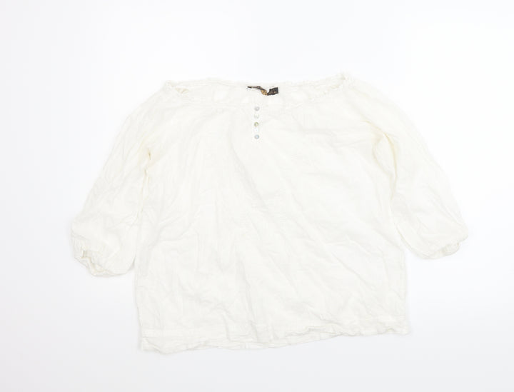 Sfera Womens White Basic Blouse Size L