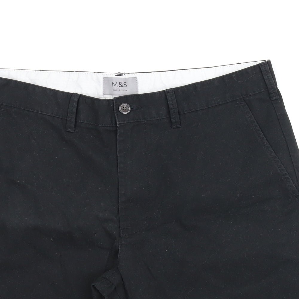 M&S Mens Black   Chino Shorts Size 34 in