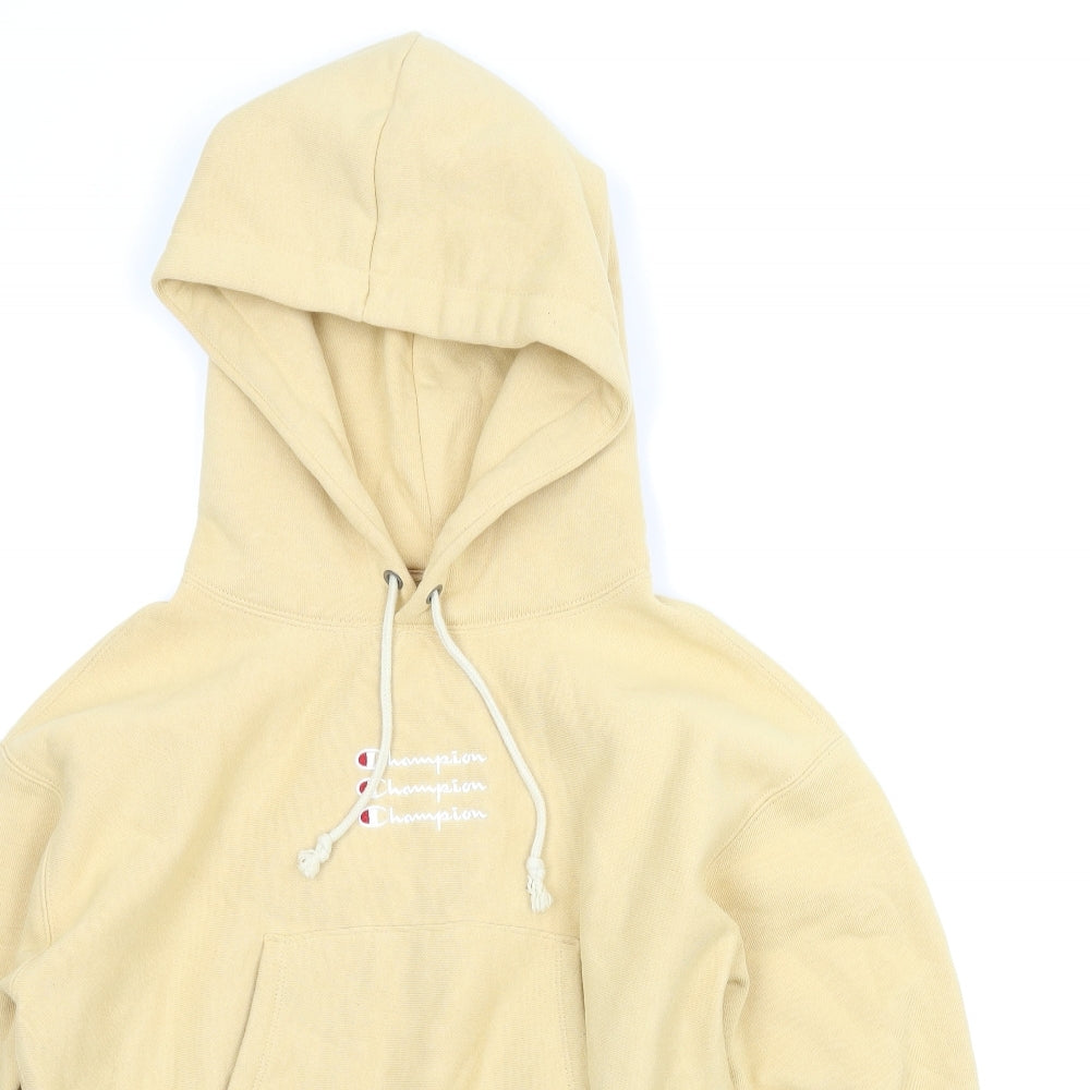 Champion Womens Yellow   Pullover Hoodie Size S  - Cropped