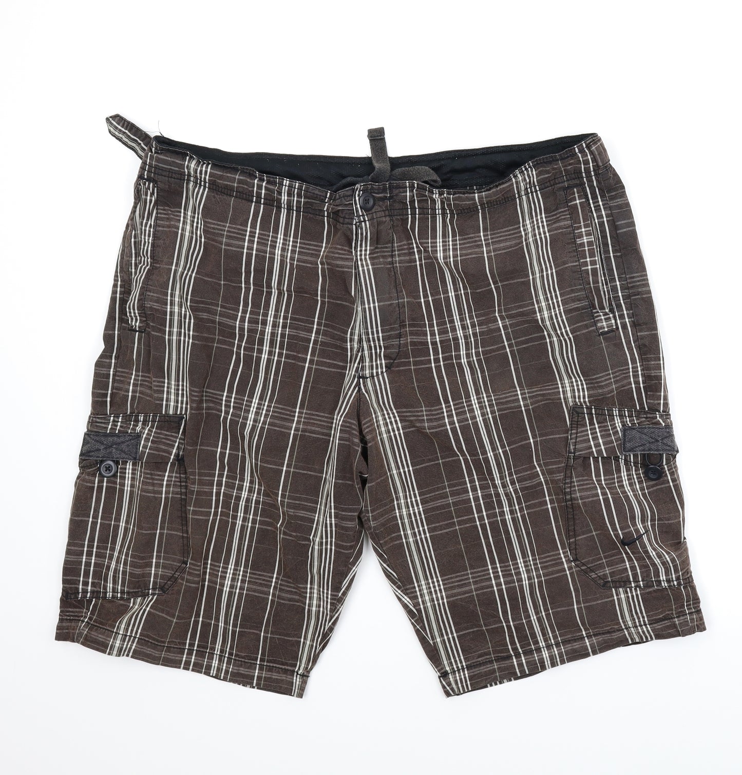 Nike Mens Brown Plaid  Bermuda Shorts Size XL