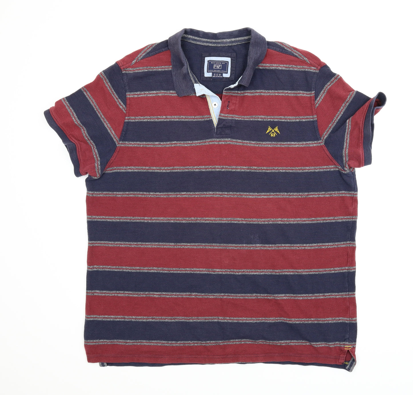 F&F Mens Multicoloured Striped   T-Shirt Size XL