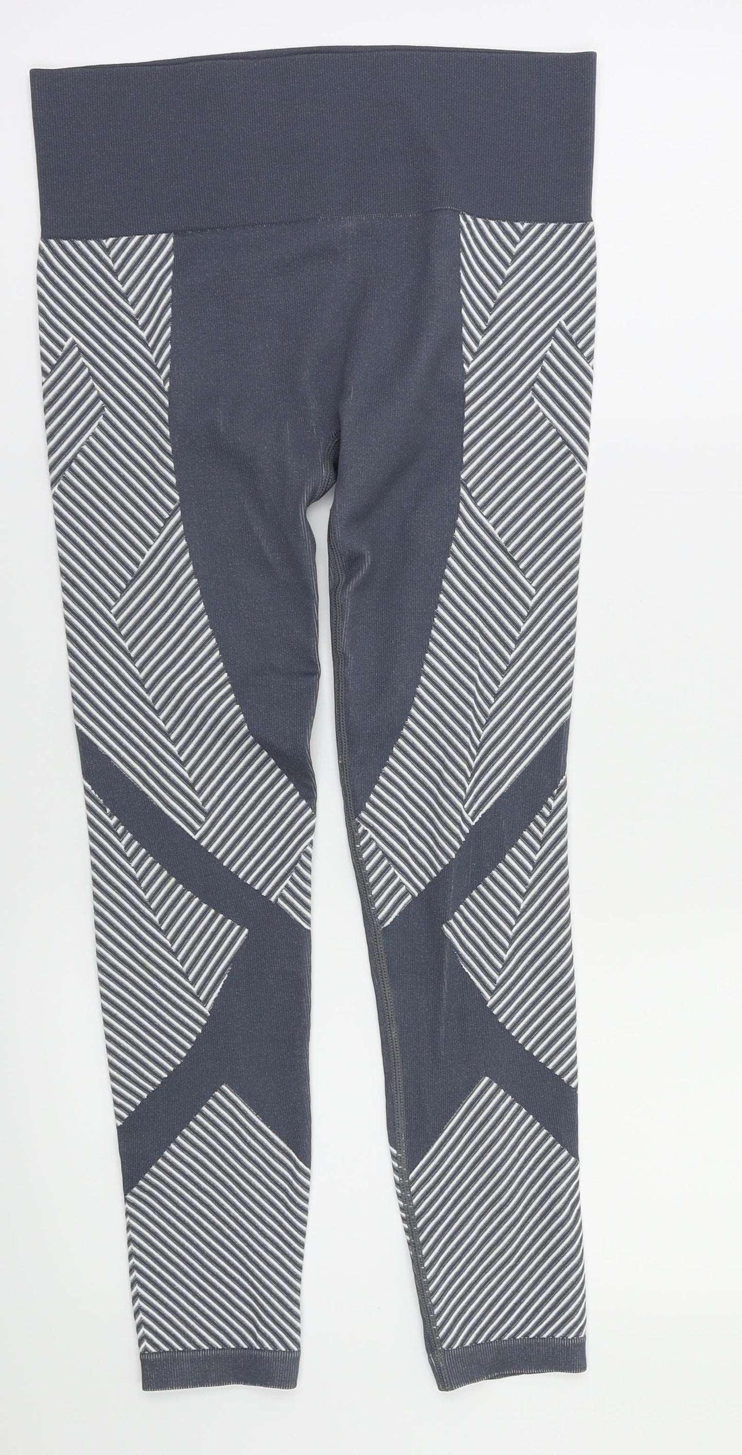 Primark Womens Grey Striped  Capri Leggings Size S L26 in