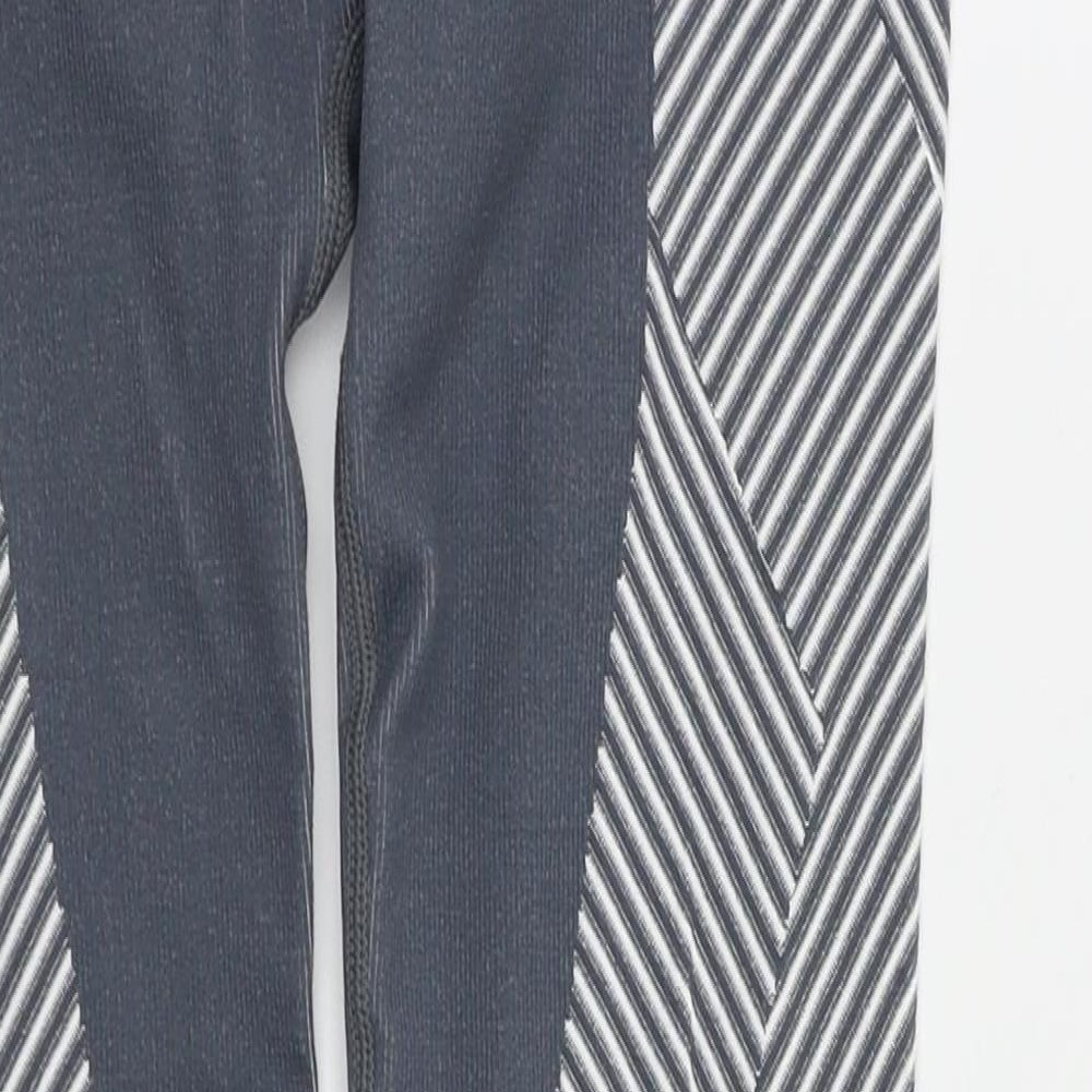 Primark Womens Grey Striped  Capri Leggings Size S L26 in