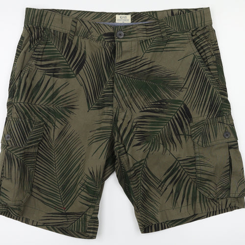 Preworn Mens Green Floral  Biker Shorts Size 38