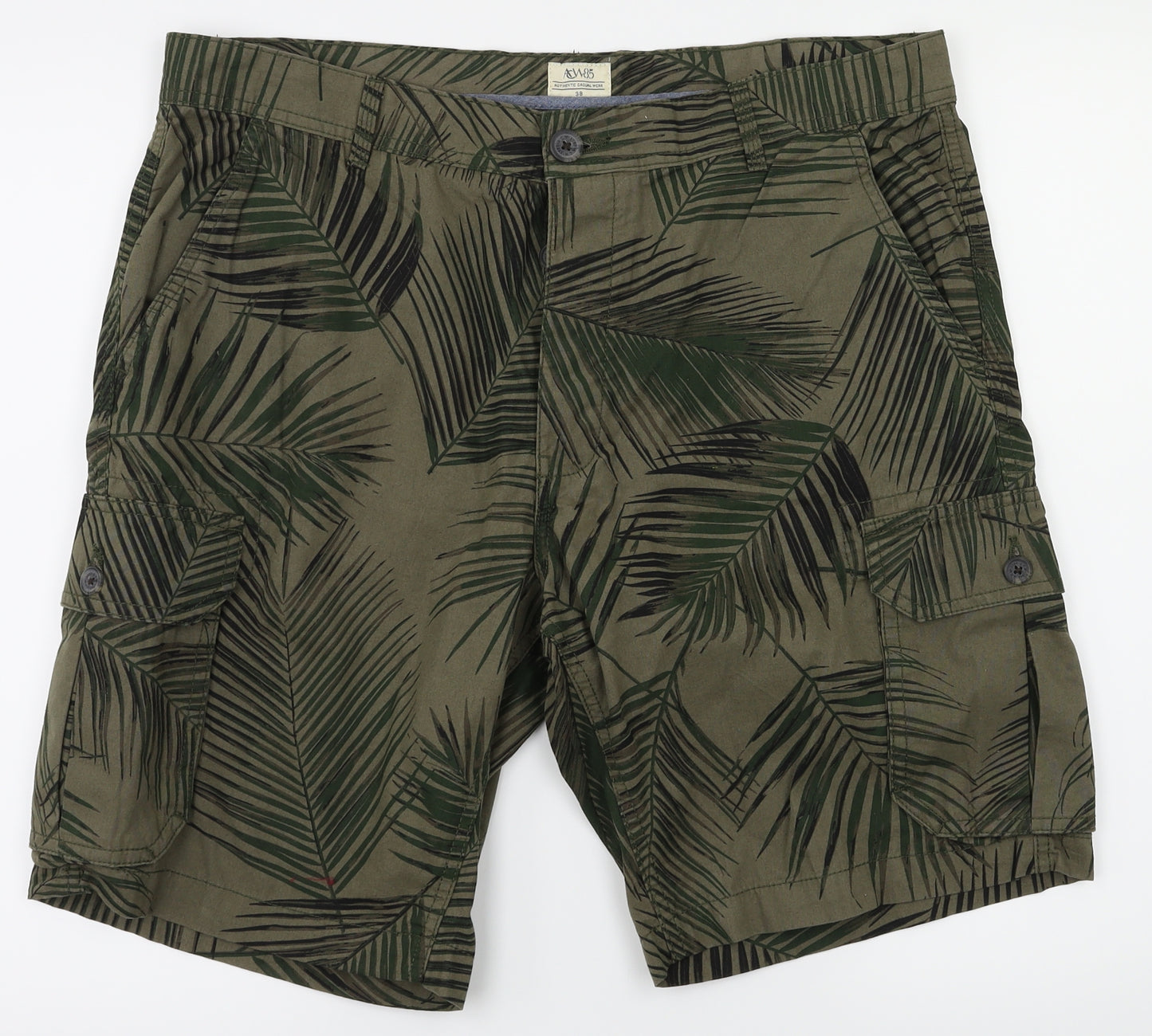 Preworn Mens Green Floral  Biker Shorts Size 38