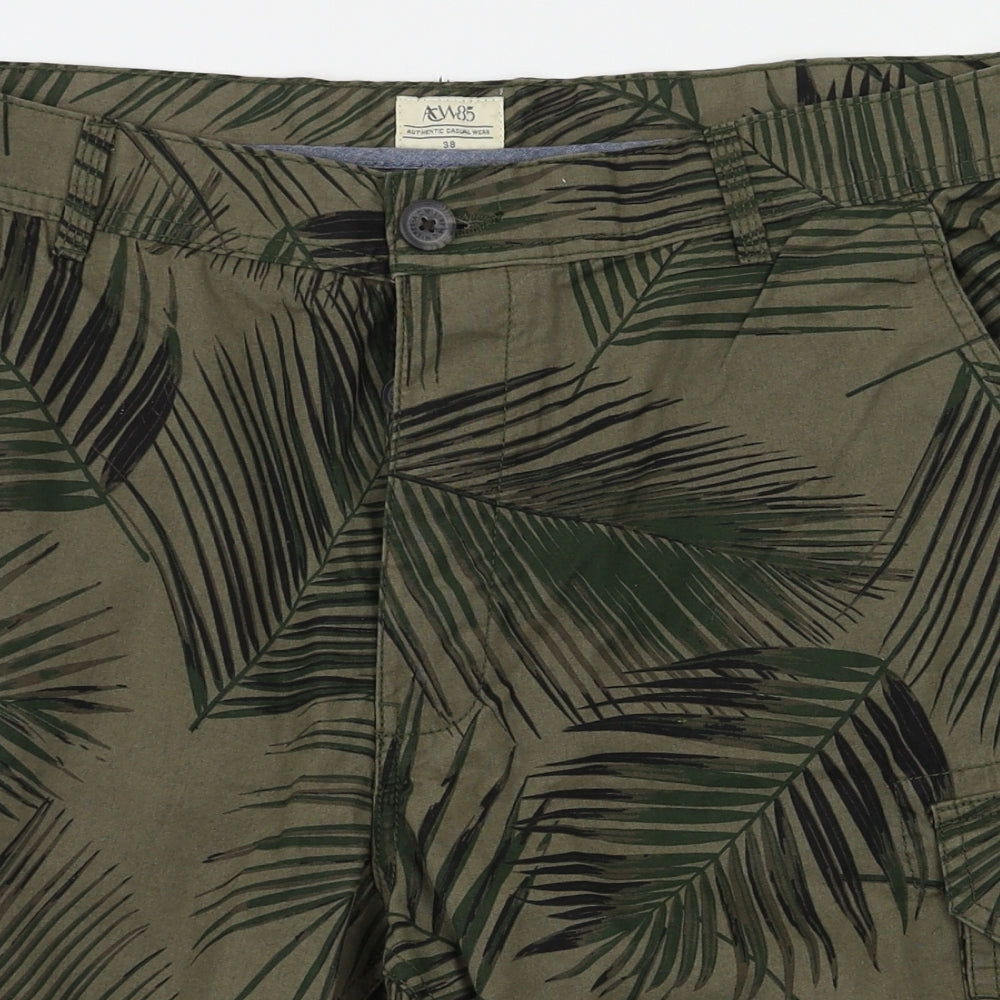 Preworn Mens Green Floral  Biker Shorts Size 38