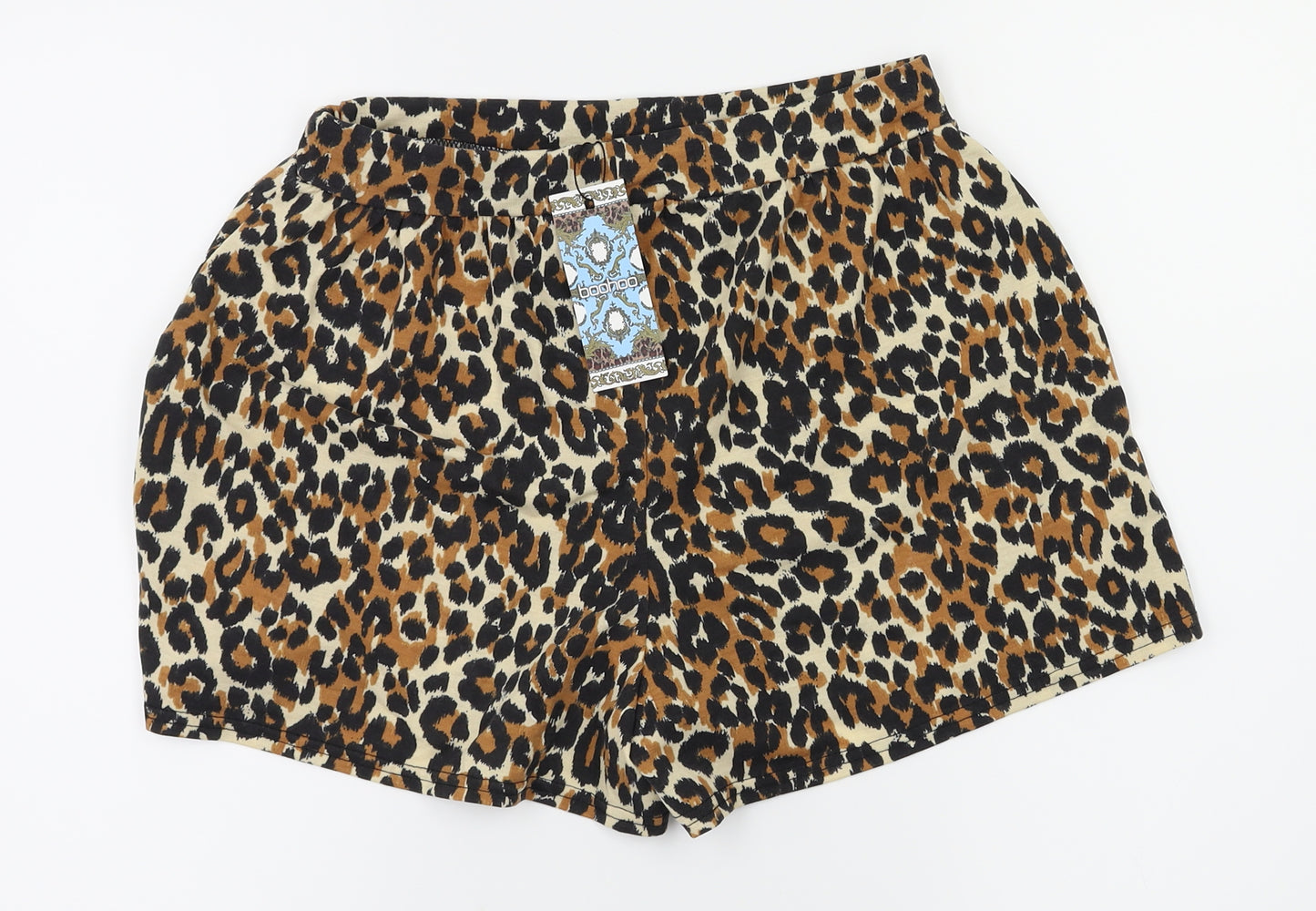 Boohoo Womens Brown Animal Print  Hot Pants Shorts Size 12