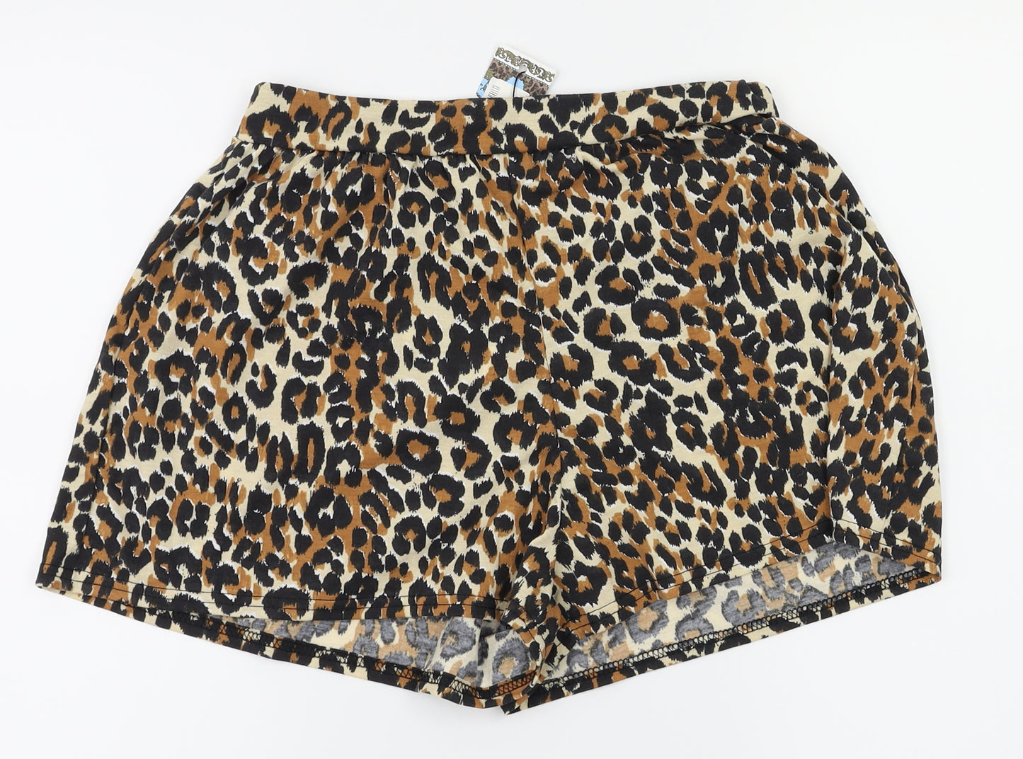 Boohoo Womens Brown Animal Print  Hot Pants Shorts Size 12