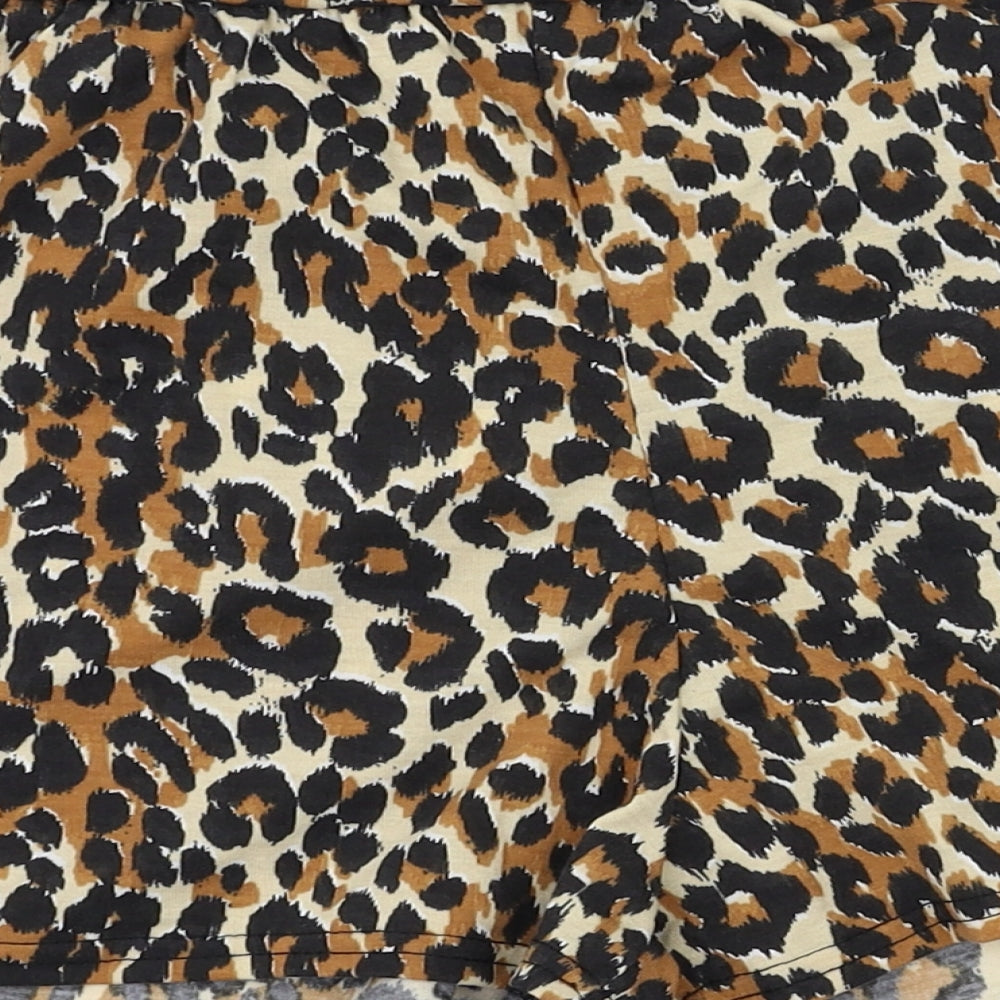 Boohoo Womens Brown Animal Print  Hot Pants Shorts Size 12