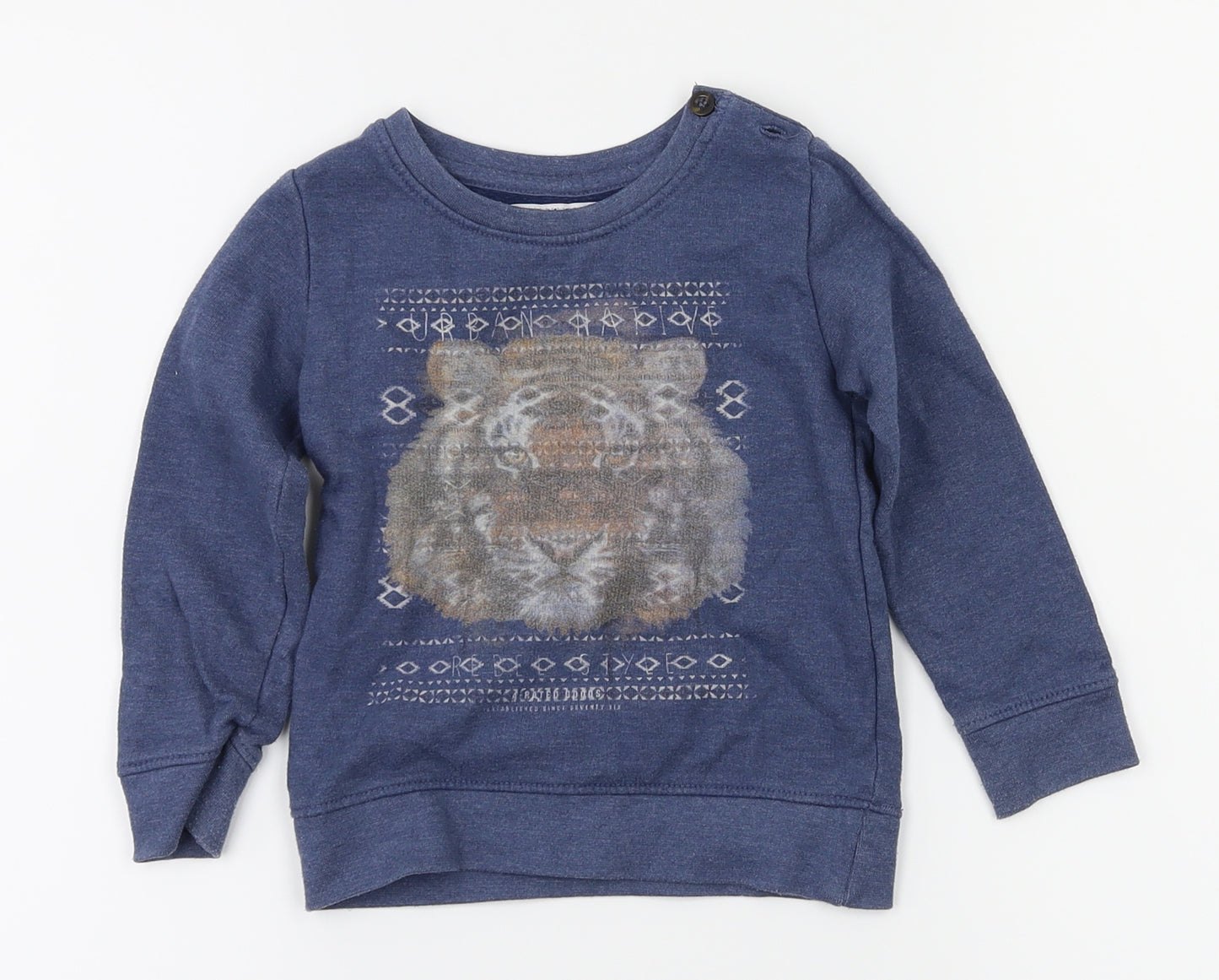 little rebel   Blue Animal Print  Pullover Jumper Size 12-18 Months