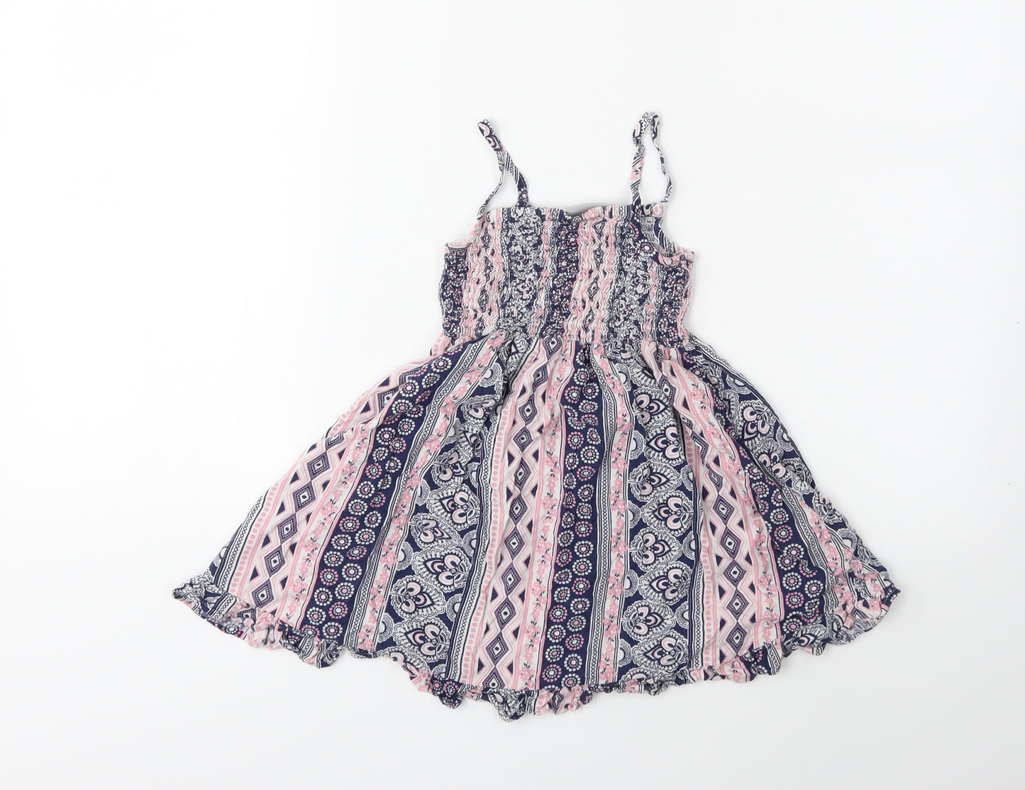 Matalan Girls Blue Striped  Fit & Flare  Size 3 Years