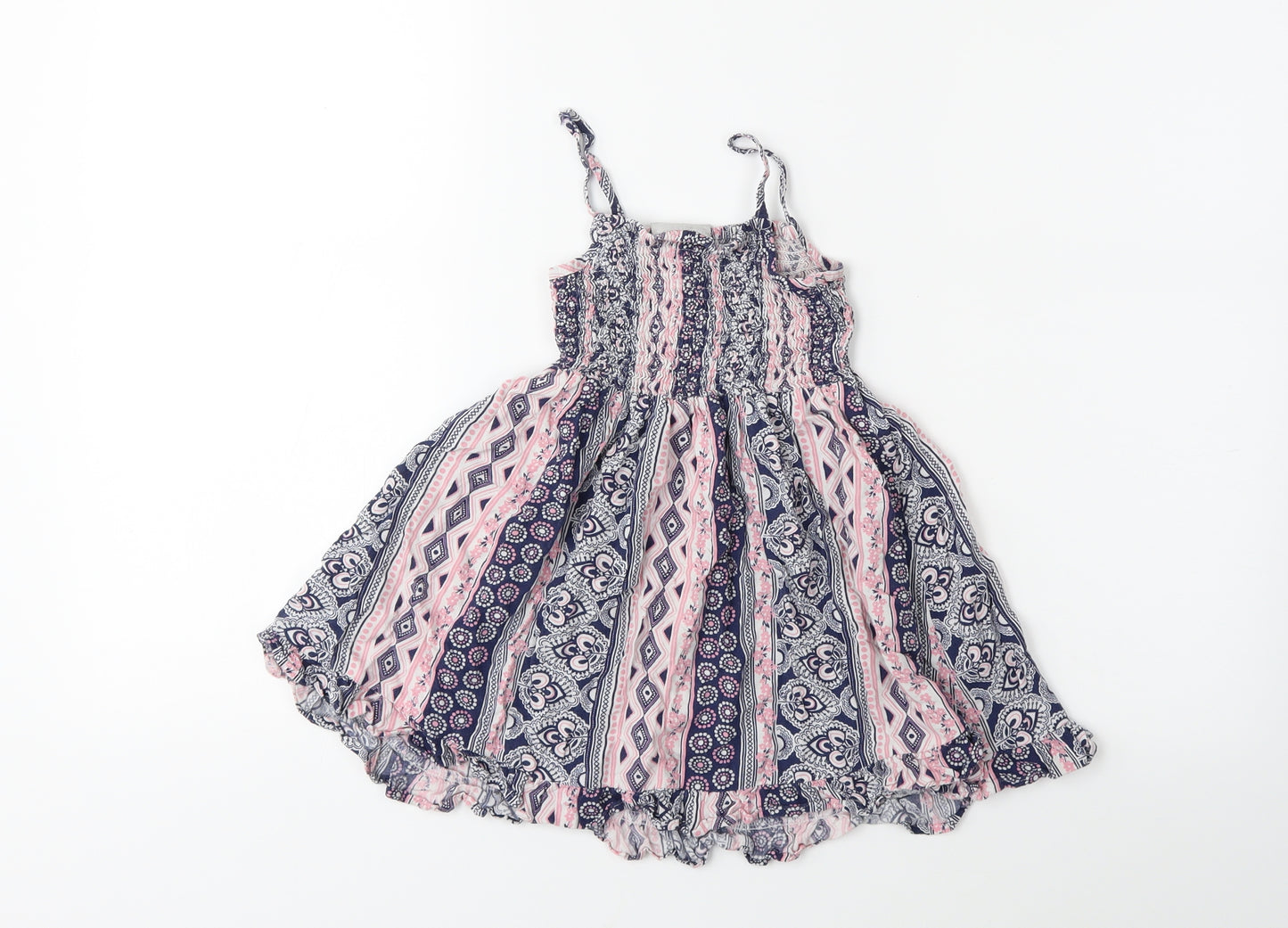 Matalan Girls Blue Striped  Fit & Flare  Size 3 Years