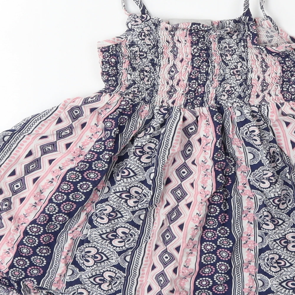 Matalan Girls Blue Striped  Fit & Flare  Size 3 Years