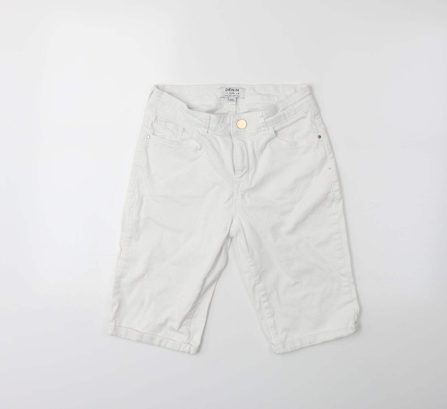 Dorothy Perkins Womens White  Denim Culotte Shorts Size 8