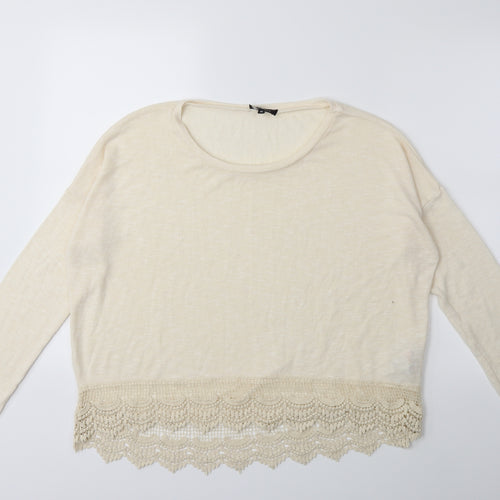New Look Womens Beige  Knit Pullover Jumper Size 16