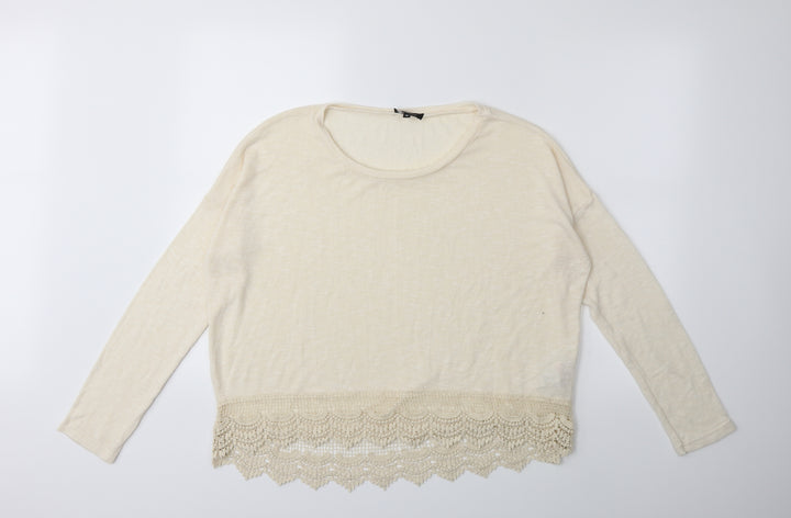 New Look Womens Beige  Knit Pullover Jumper Size 16