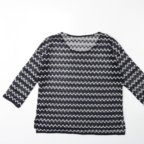 NEXT Womens Black Striped Knit Pullover Jumper Size 10