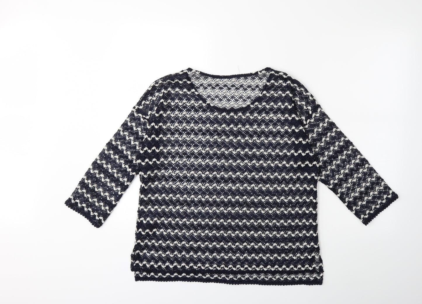 NEXT Womens Black Striped Knit Pullover Jumper Size 10