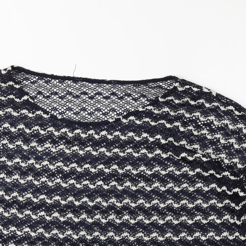 NEXT Womens Black Striped Knit Pullover Jumper Size 10