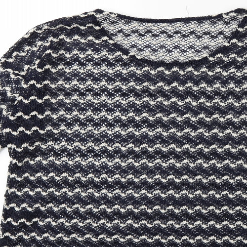 NEXT Womens Black Striped Knit Pullover Jumper Size 10