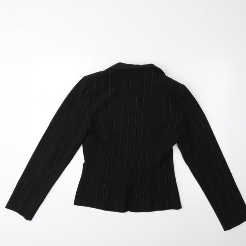 BCX Womens Black Striped  Jacket Blazer Size M