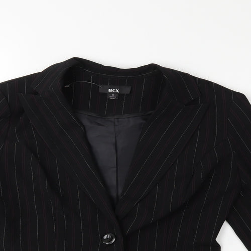 BCX Womens Black Striped  Jacket Blazer Size M