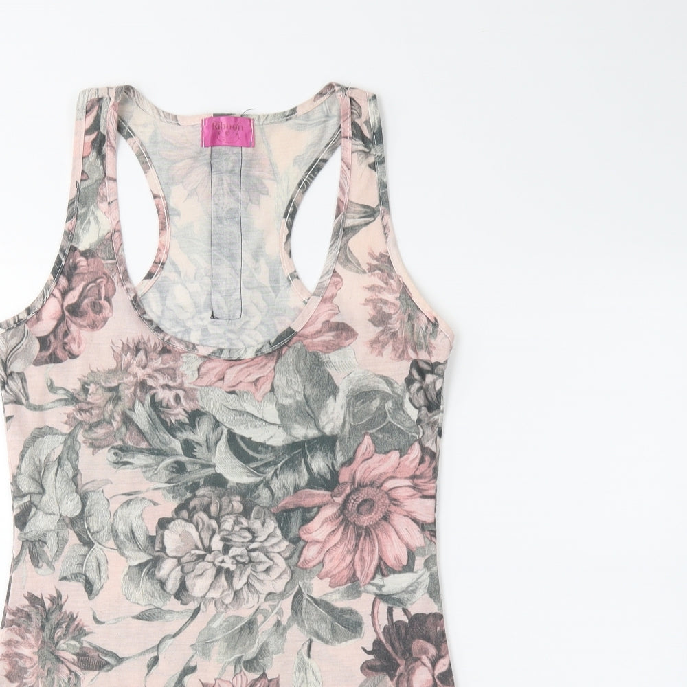 Preworn Womens Pink Floral  Basic Tank Size 10