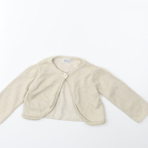 F&F Baby Gold   Cardigan Jumper Size 9-12 Months